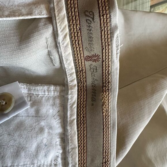 Tommy Bahama Cream Flat Front Shorts 100% Silk Pleated - Picture 2 of 6